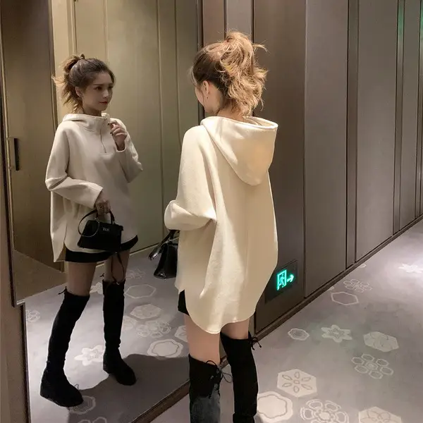 2025 Women's Grey Sweatshirt Lazy Style Thin Top - Image 4
