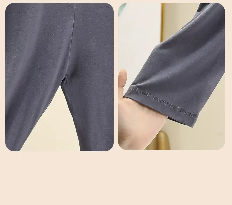 Women's Grey Cropped Leggings Summer Wear Large — feature 8
