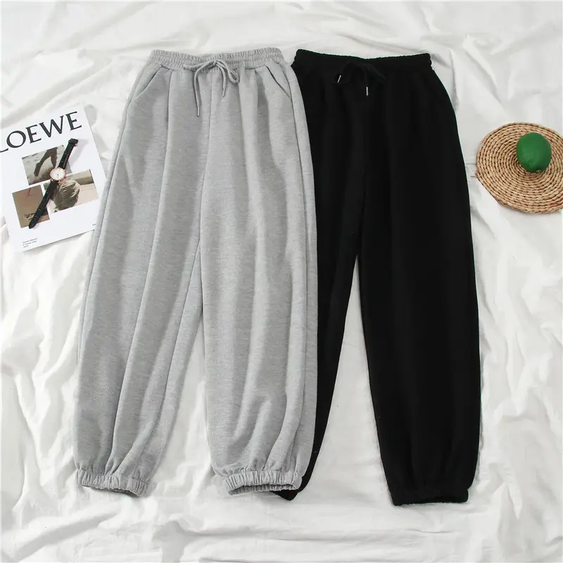 Women Drawstring Gray Sports Pants Summer Loose Casual - Image 5
