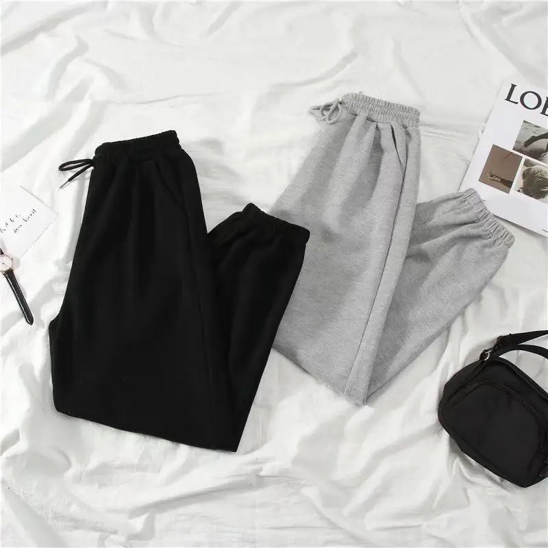 Women Drawstring Gray Sports Pants Summer Loose Casual - Image 8
