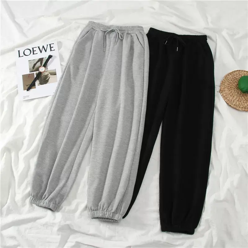 Women Drawstring Gray Sports Pants Summer Loose Casual — feature 3