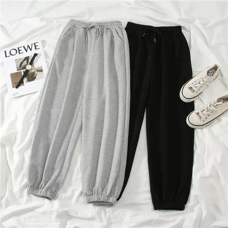 Women Drawstring Gray Sports Pants Summer Loose Casual — feature 5