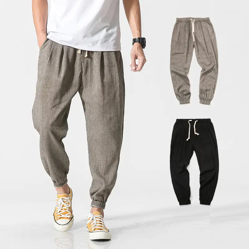 Men Linen Harem Pants Large Summer Casual Pants