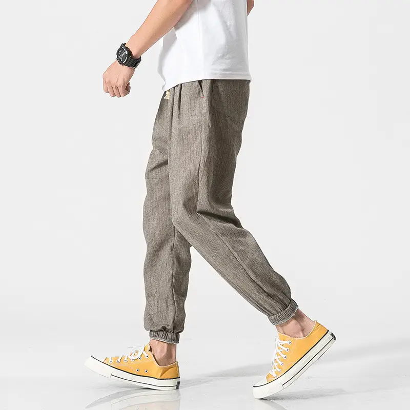 Men Linen Harem Pants Large Summer Casual Pants