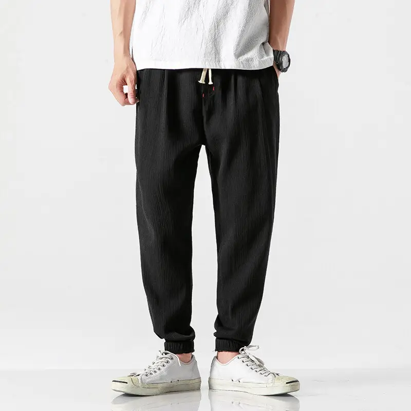 Men Linen Harem Pants Large Summer Casual Pants