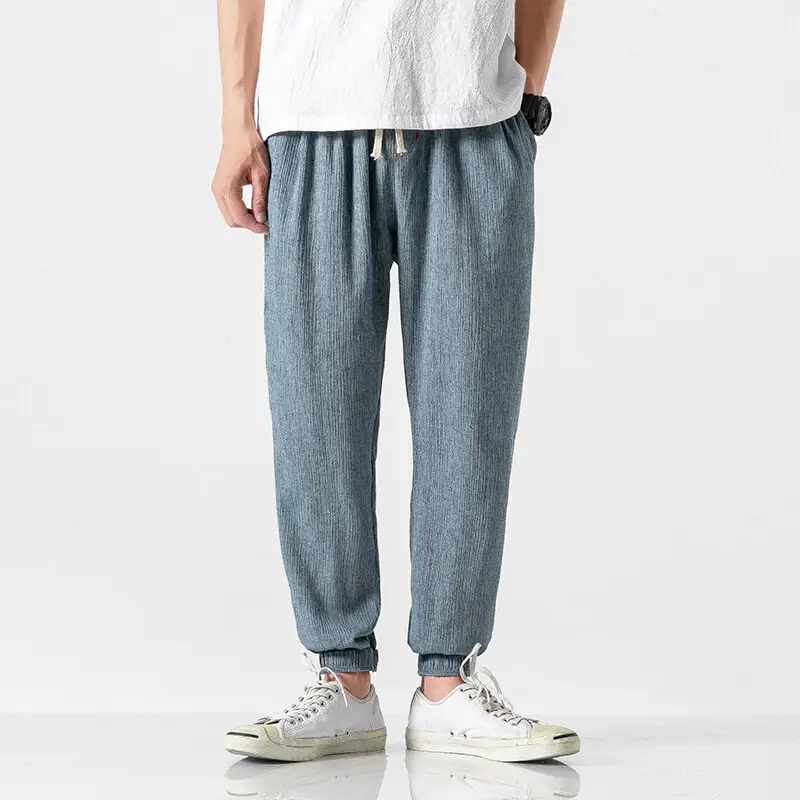 Men Linen Harem Pants Large Summer Casual Pants