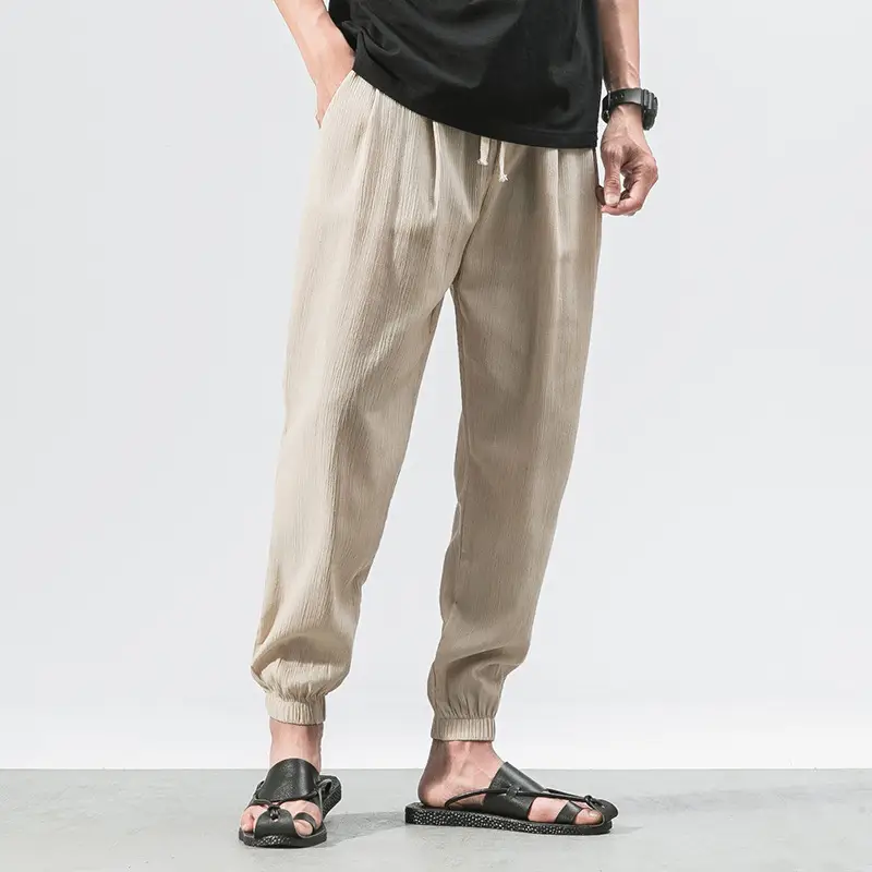 Men Linen Harem Pants Large Summer Casual Pants