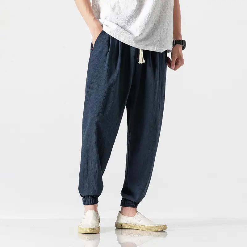 Men Linen Harem Pants Large Summer Casual Pants