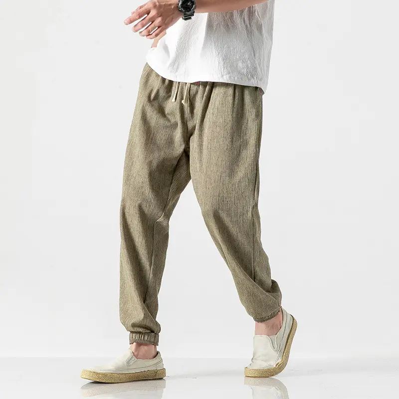 Men Linen Harem Pants Large Summer Casual Pants