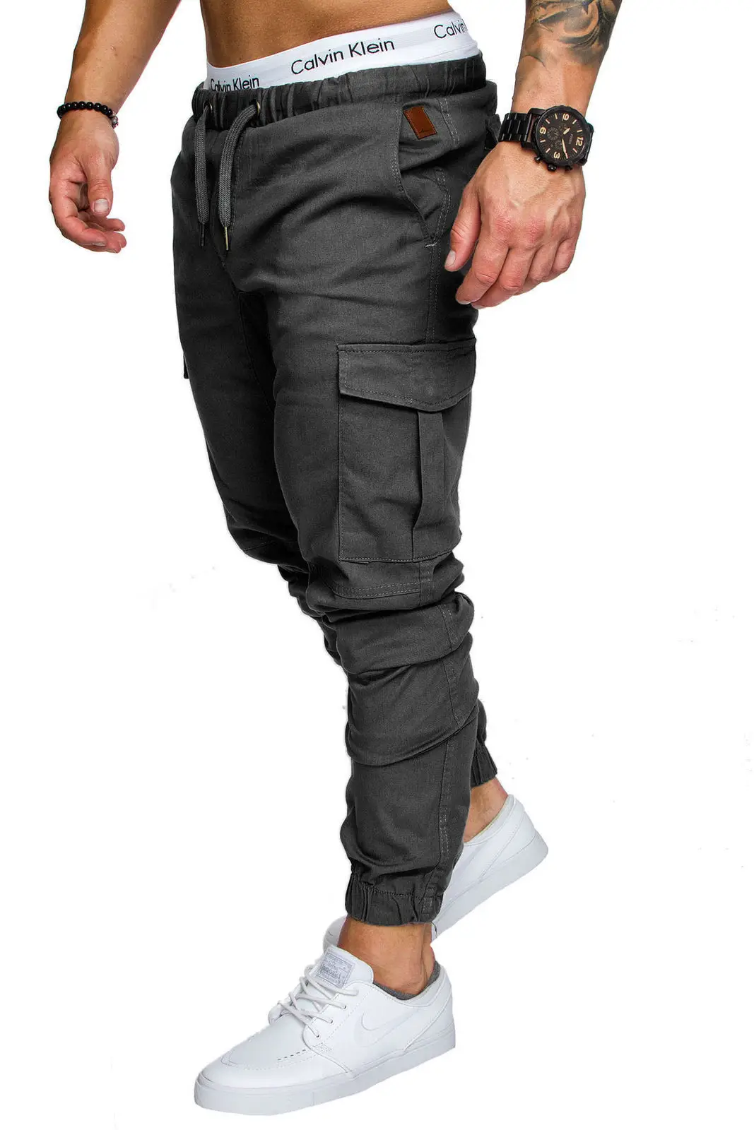 Men Grey Woven Leggings with Multi-Flap Pockets — feature 10