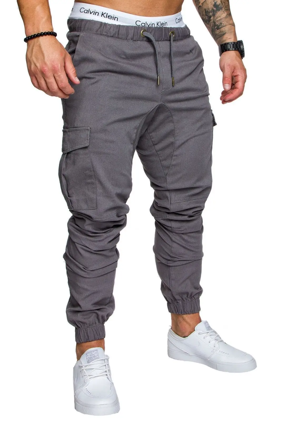 Men Grey Woven Leggings with Multi-Flap Pockets — feature 15