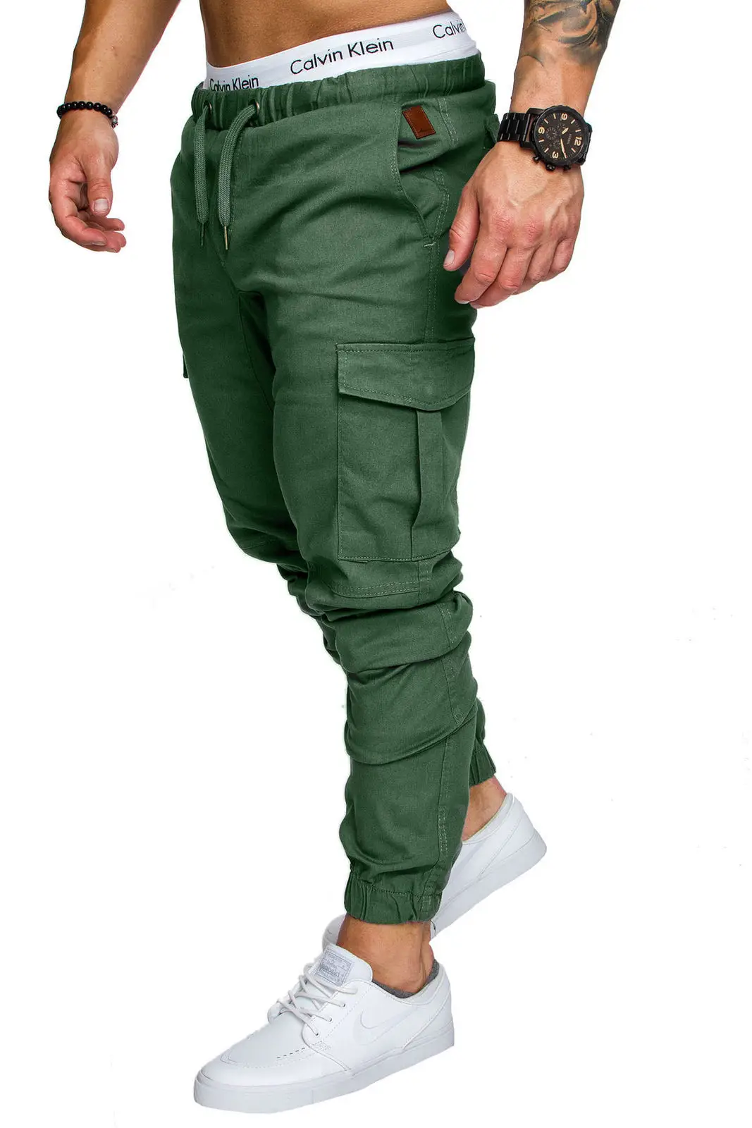 Men Grey Woven Leggings with Multi-Flap Pockets — feature 6