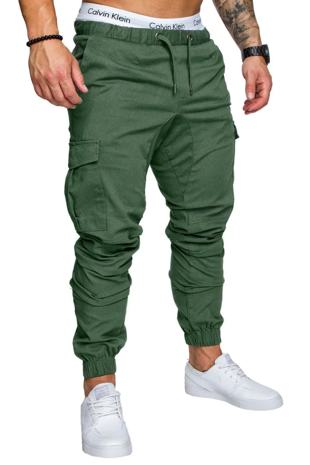 Men Grey Woven Leggings with Multi-Flap Pockets — feature 7