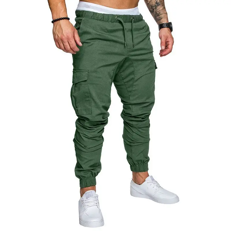 Men Grey Woven Leggings with Multi-Flap Pockets - Image 4