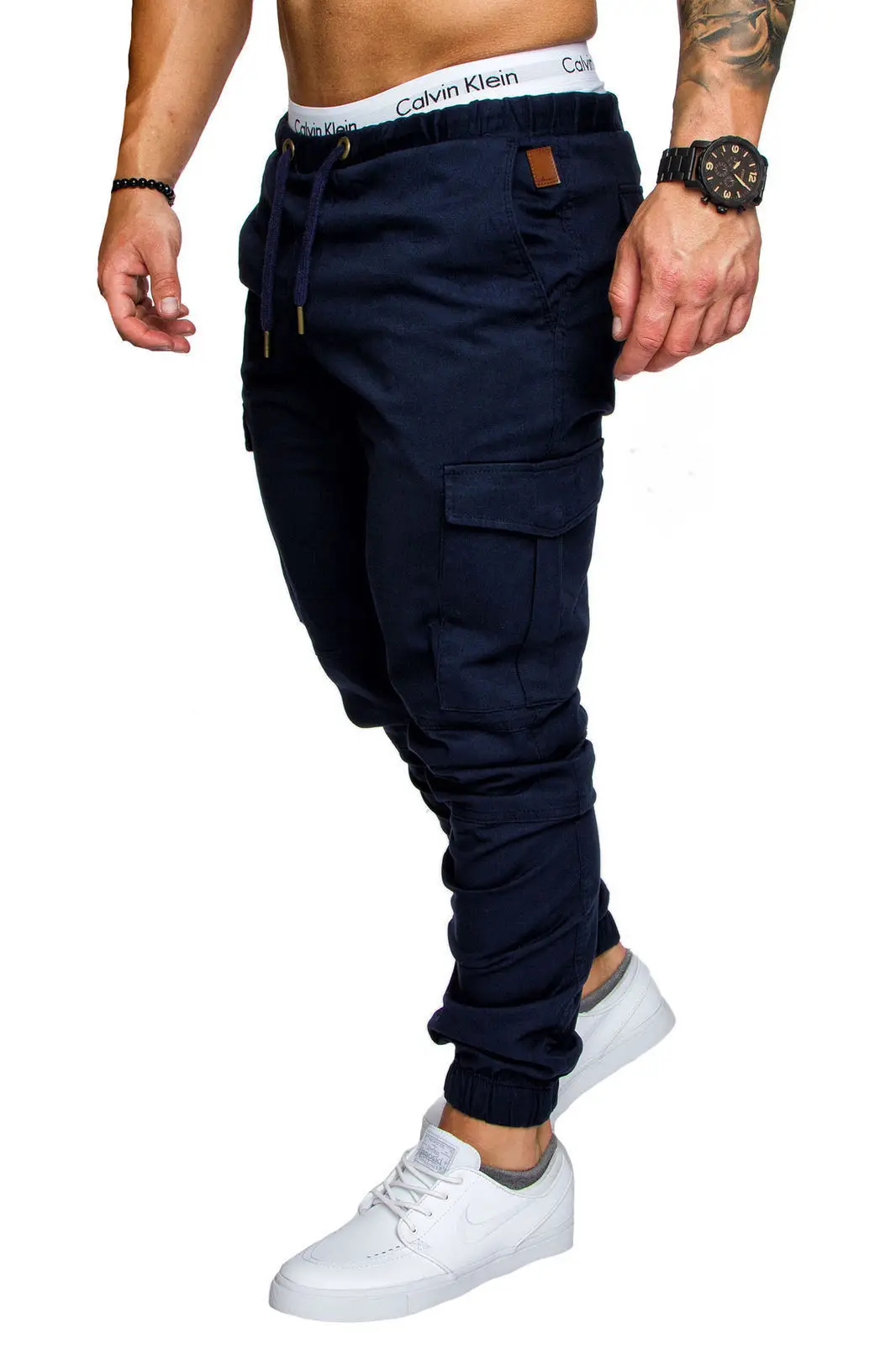 Men Grey Woven Leggings with Multi-Flap Pockets - Image 6