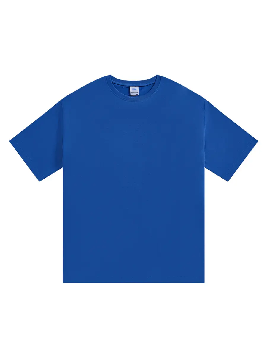 Men Blue Heavy Cotton T-Shirt 270G Xinjiang Summer