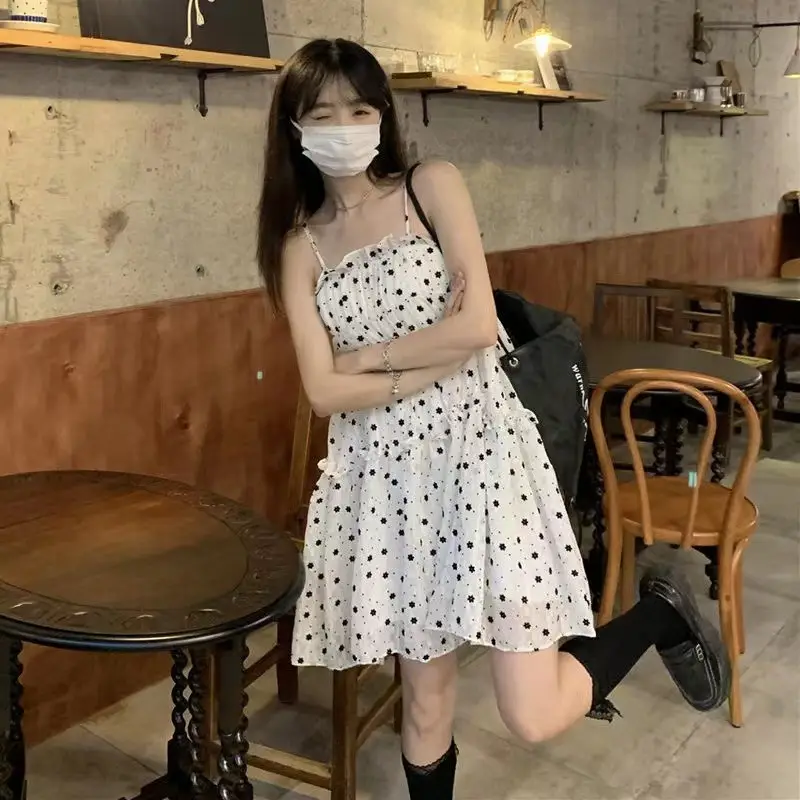 Sling Dress Floral Korean Style Summer Wear - Image 2
