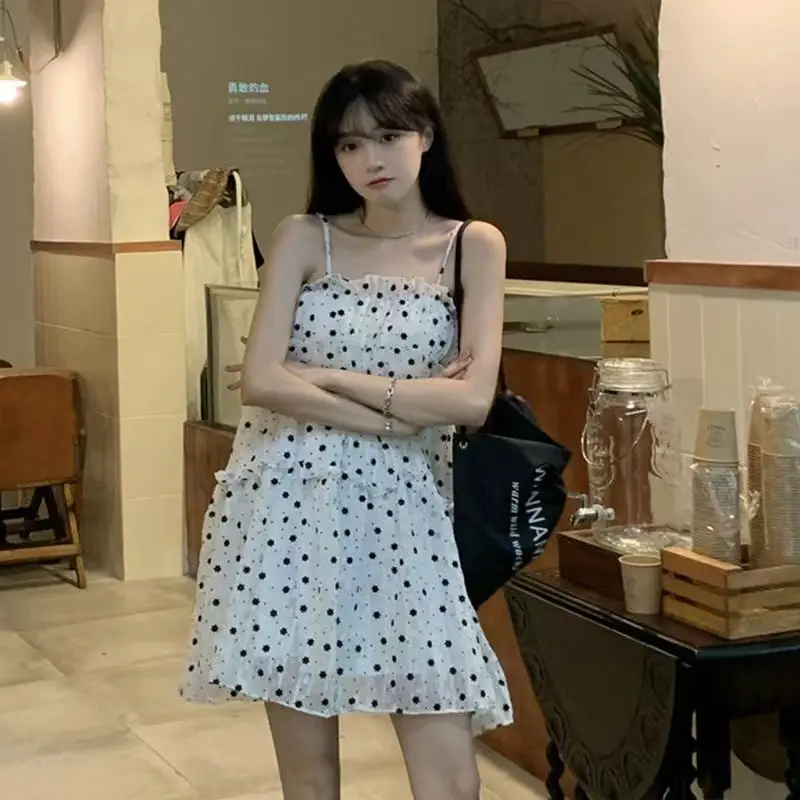 Sling Dress Floral Korean Style Summer Wear - Image 4