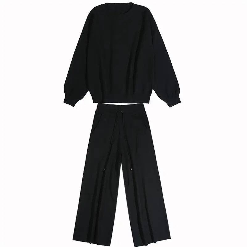 Women 2-Piece Black Sweatshirt Harem Pants Set - Image 5