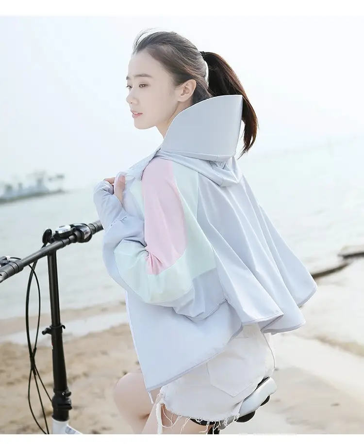 Women's Pink Anti-Ultraviolet Sunscreen Cape with Big Hat — feature 10