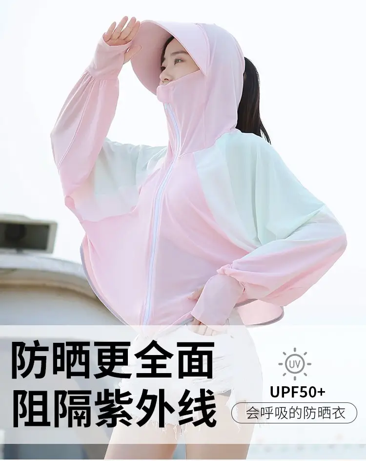 Women's Pink Anti-Ultraviolet Sunscreen Cape with Big Hat — feature 3