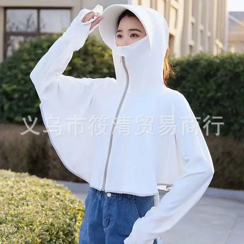 Women's Pink Anti-Ultraviolet Sunscreen Cape with Big Hat — feature 35
