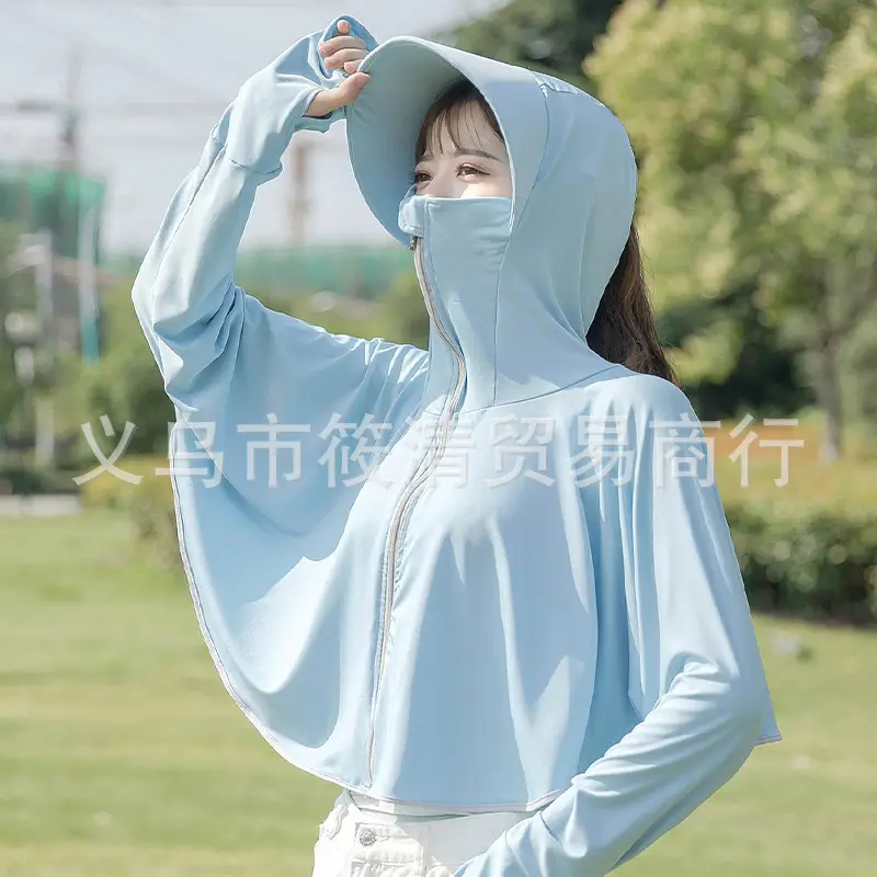 Women's Pink Anti-Ultraviolet Sunscreen Cape with Big Hat — feature 36