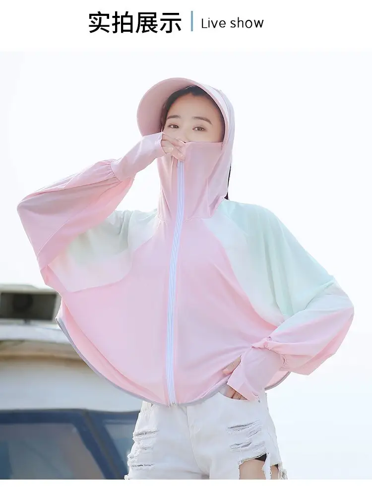 Women's Pink Anti-Ultraviolet Sunscreen Cape with Big Hat — feature 8