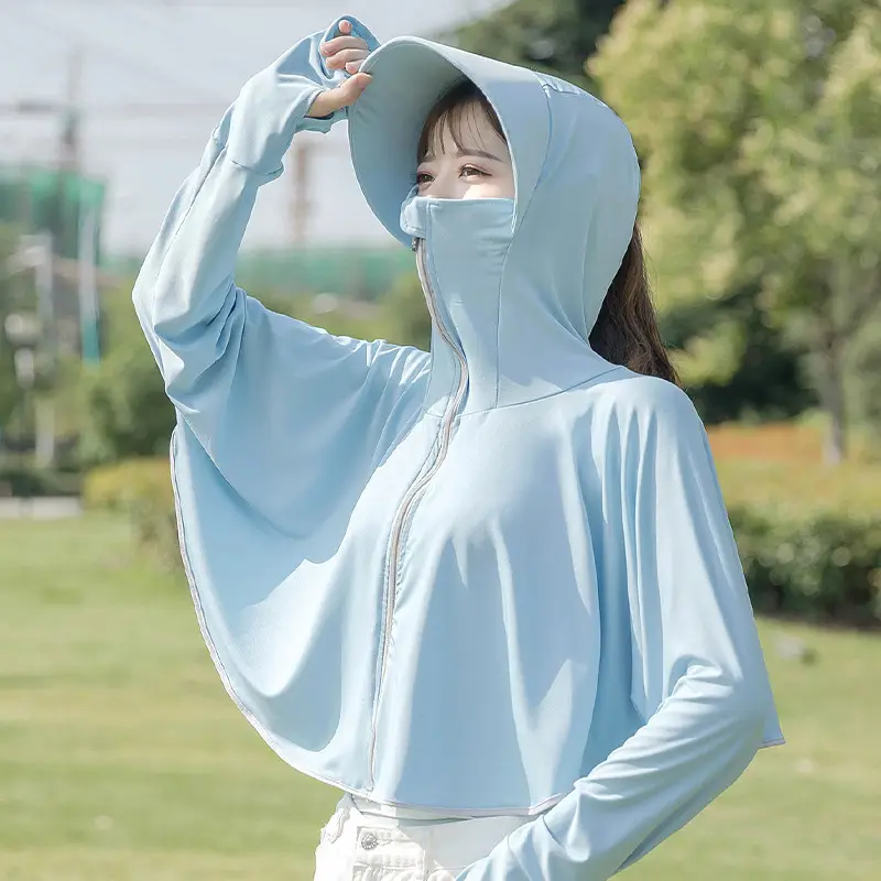 Women's Pink Anti-Ultraviolet Sunscreen Cape with Big Hat - Image 25