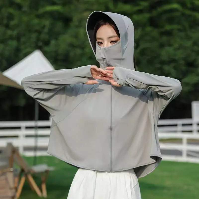 Women's Pink Anti-Ultraviolet Sunscreen Cape with Big Hat - Image 5
