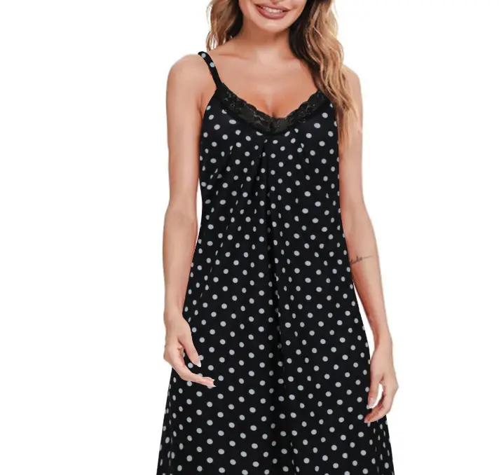 Women's White Floral Nightdress Slip Dress Modal Lace V-Neck - Image 6