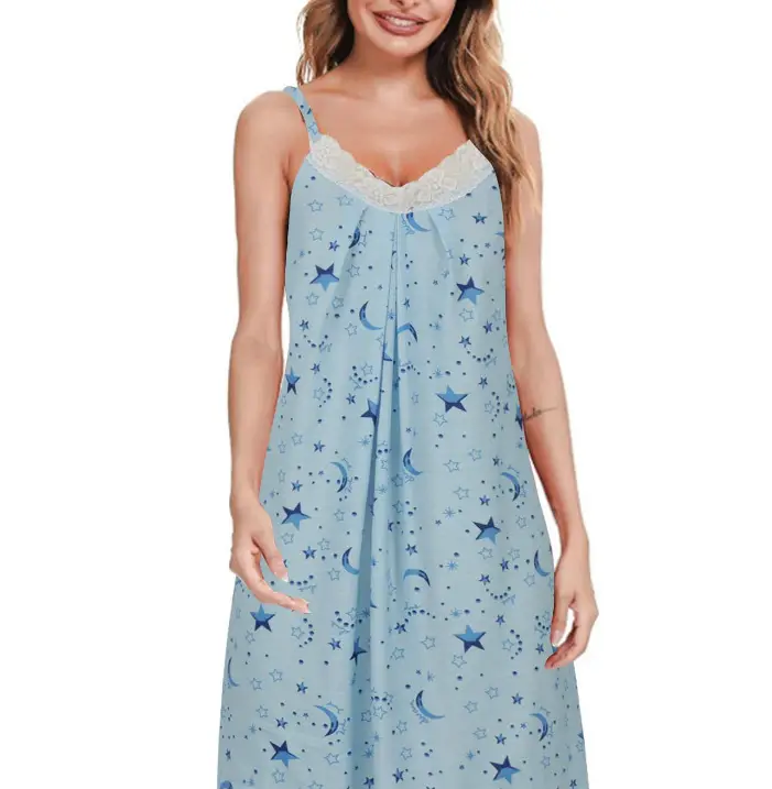Women's White Floral Nightdress Slip Dress Modal Lace V-Neck - Image 10