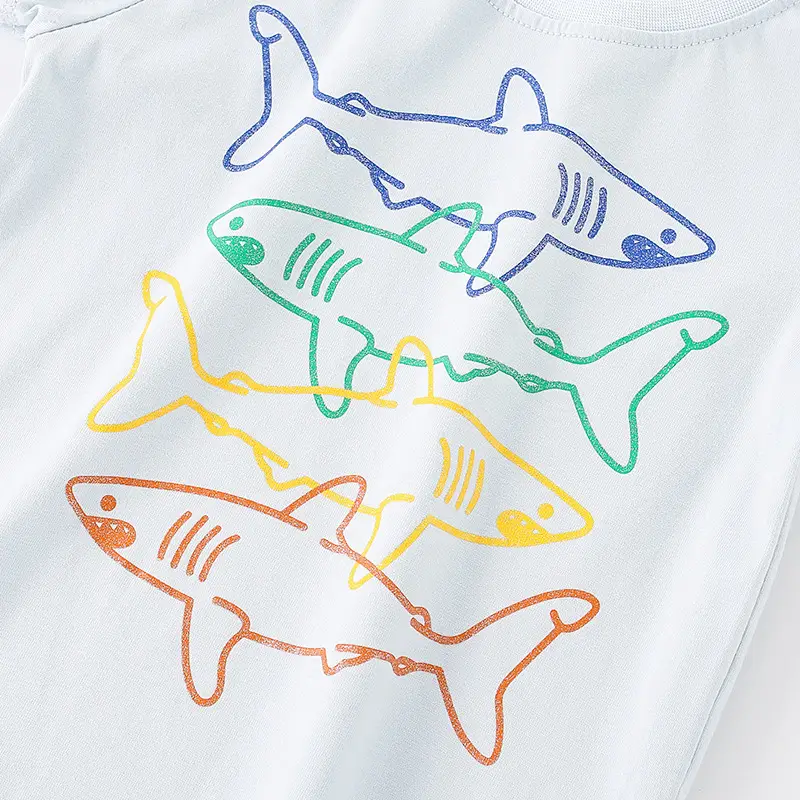 Kids Cartoon Shark T-Shirt Cotton Loose Summer - Image 3
