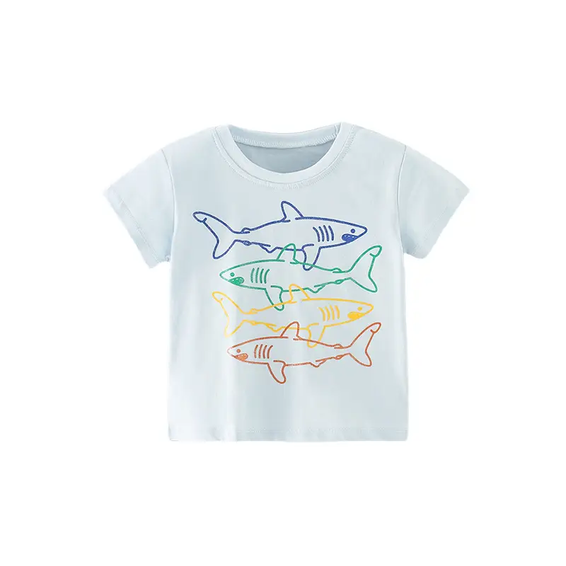 Kids Cartoon Shark T-Shirt Cotton Loose Summer - Image 5