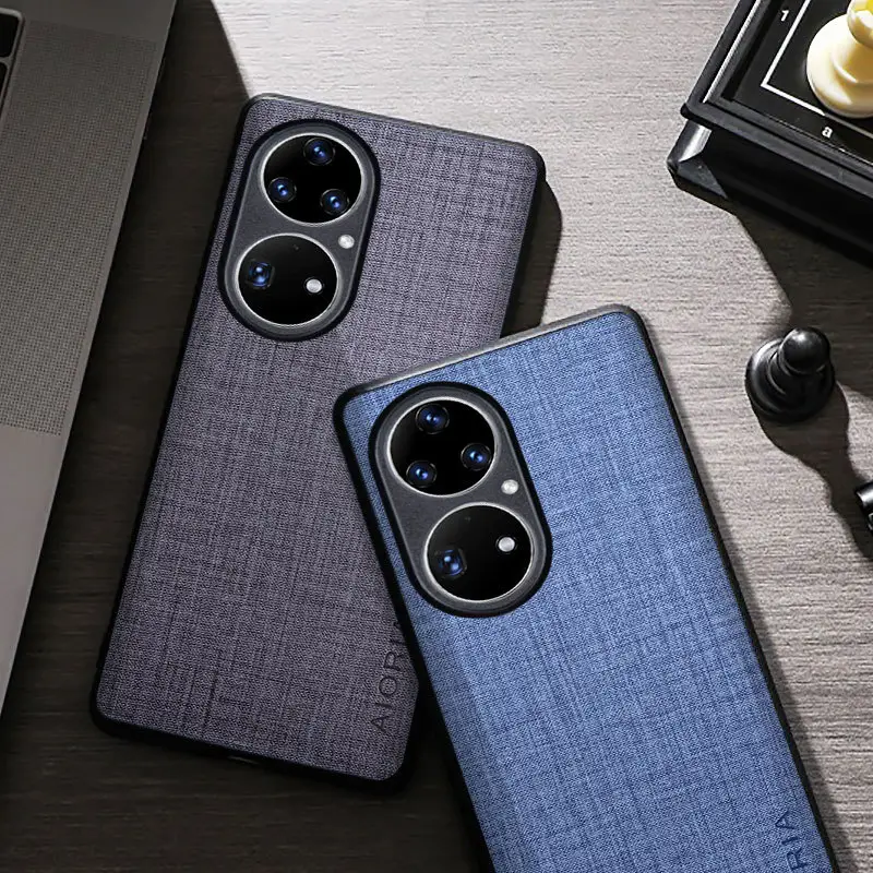 Huawei P50 Pro Phone Case Anti-Slip Canvas Maroon - Image 5