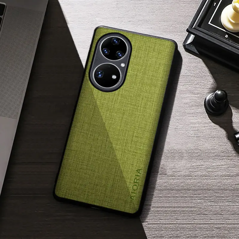 Huawei P50 Pro Phone Case Anti-Slip Canvas Maroon - Image 2