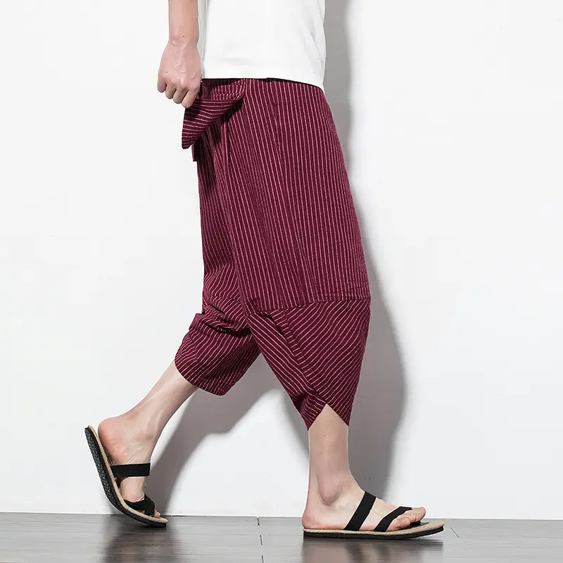 Men Maroon Cropped Pants Harlan Style - Image 8