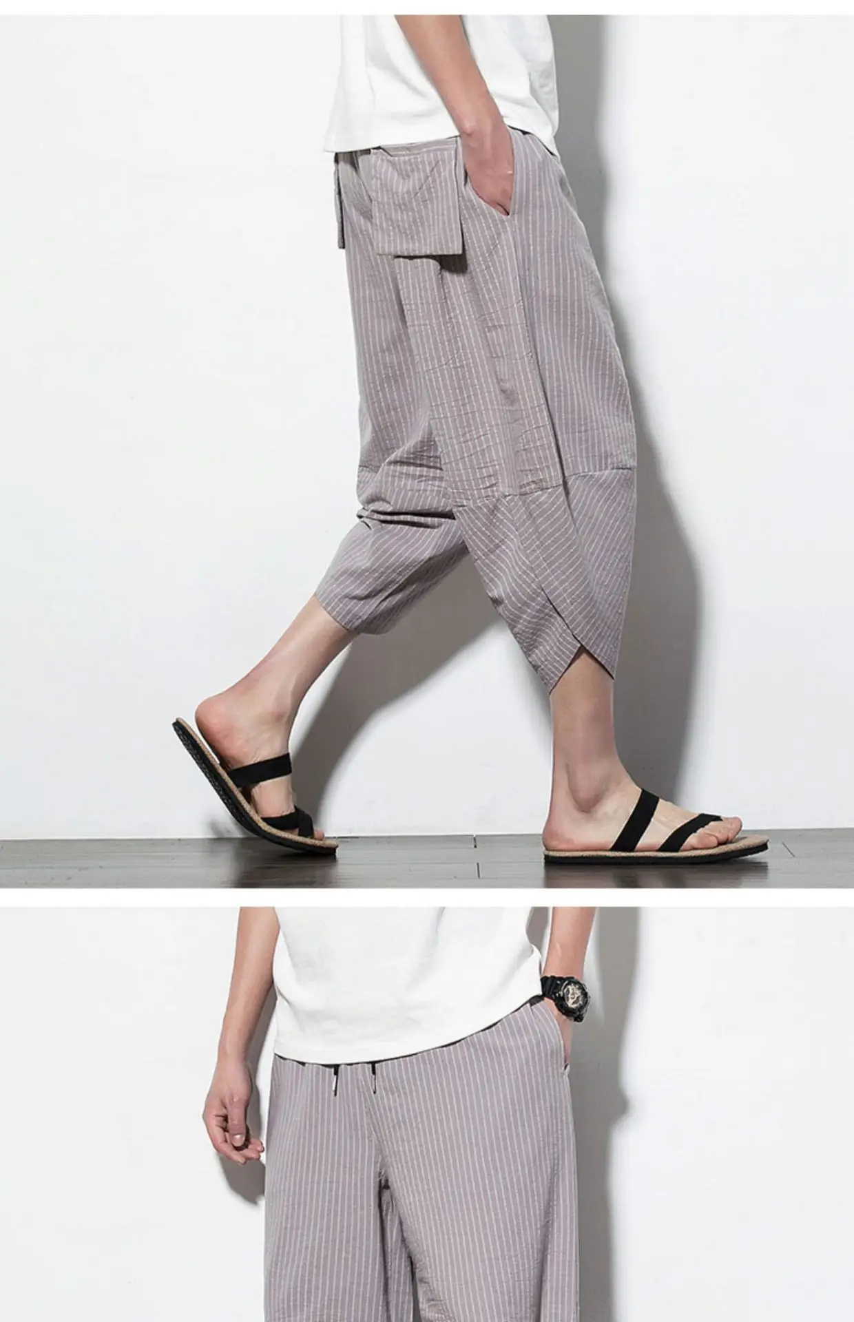 Men Maroon Cropped Pants Harlan Style — feature 18