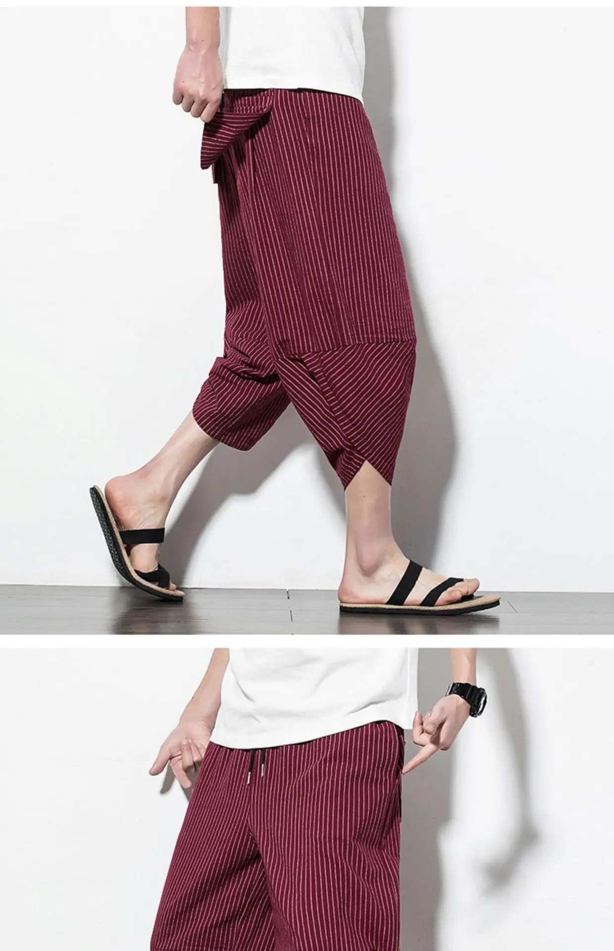 Men Maroon Cropped Pants Harlan Style — feature 26