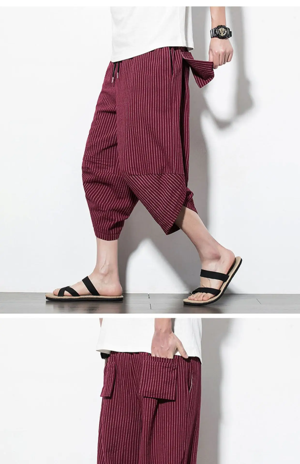 Men Maroon Cropped Pants Harlan Style — feature 28