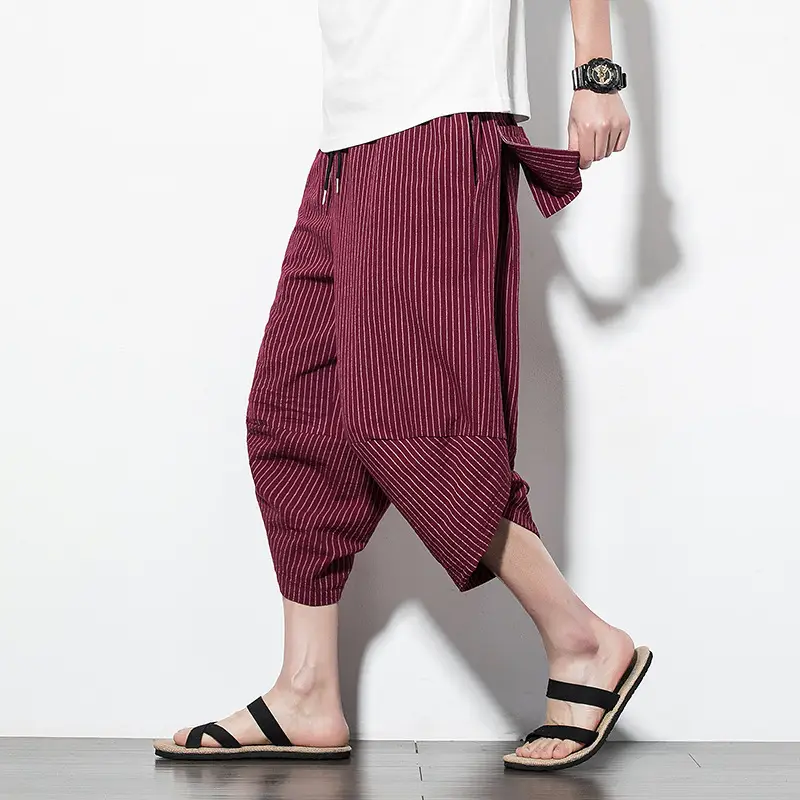 Men Maroon Cropped Pants Harlan Style - Image 3