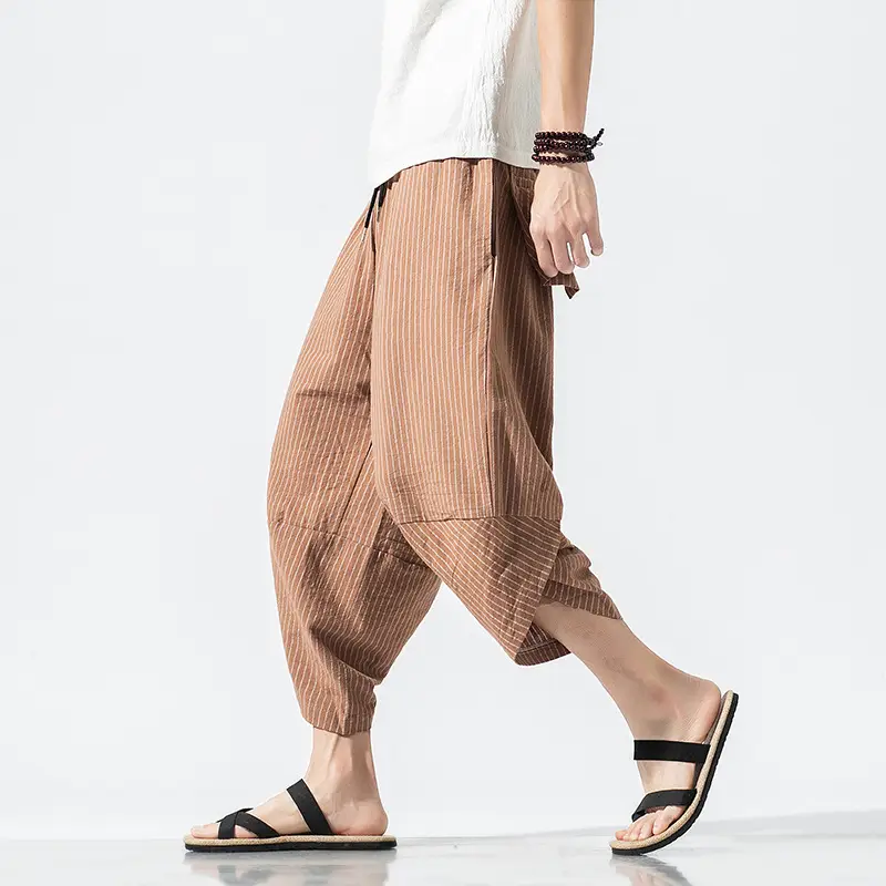 Men Maroon Cropped Pants Harlan Style - Image 4