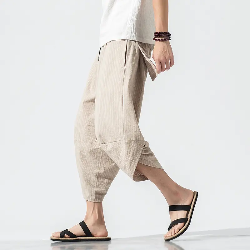Men Maroon Cropped Pants Harlan Style - Image 5