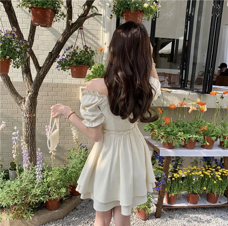 Women Spring Summer Dress Puff Sleeve Lace-Up Waist — feature 28