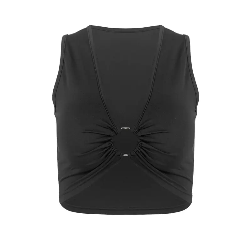 Women's White Sleeveless V-Neck Vest Top with High Waist Jeans - Image 7