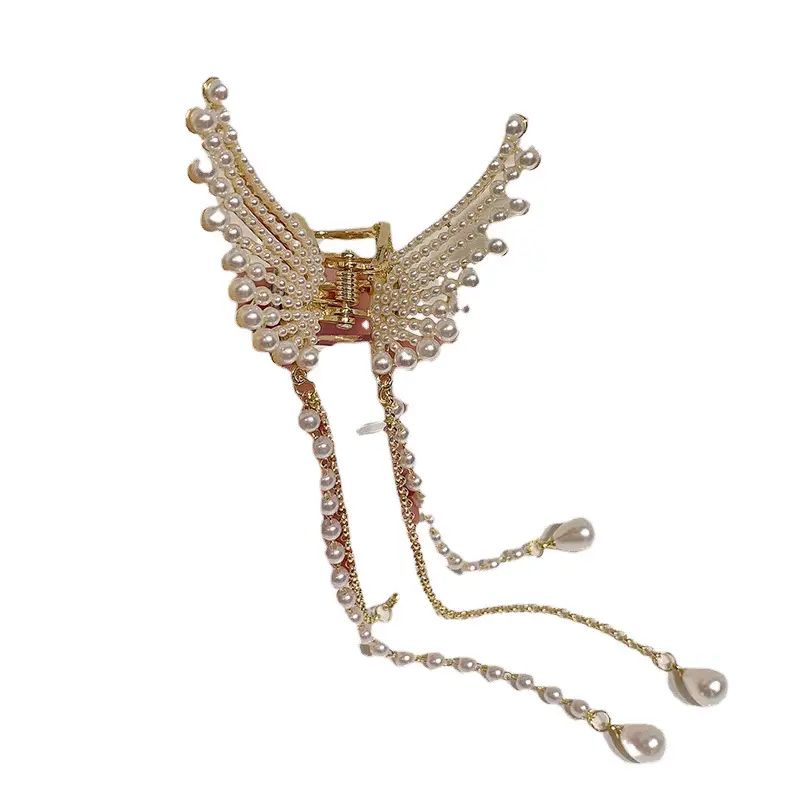 Pearl Butterfly Hair Clip for Women's Back of Head