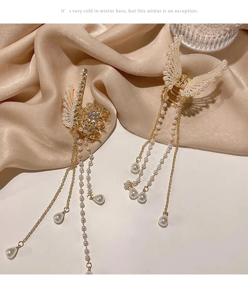 Pearl Butterfly Hair Clip for Women's Back of Head — feature 11