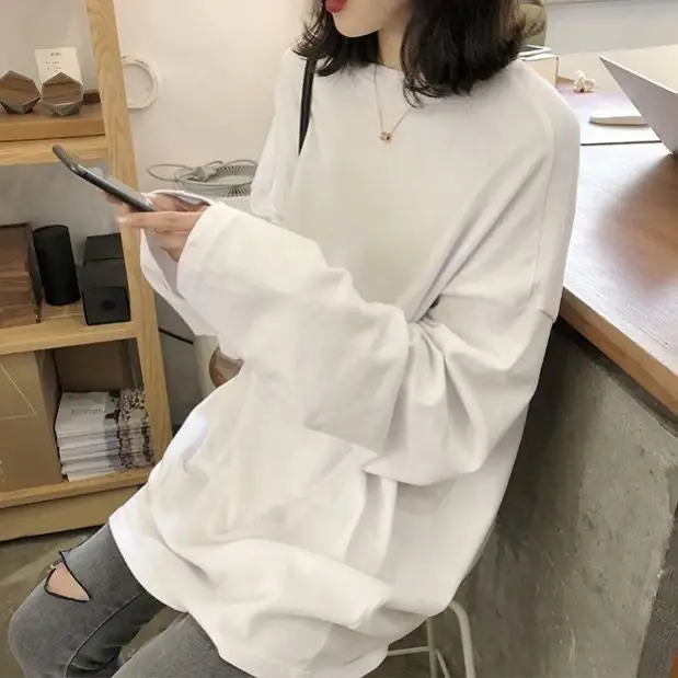 Women Long Sleeve T-Shirt Black Loose Winter Style - Image 7