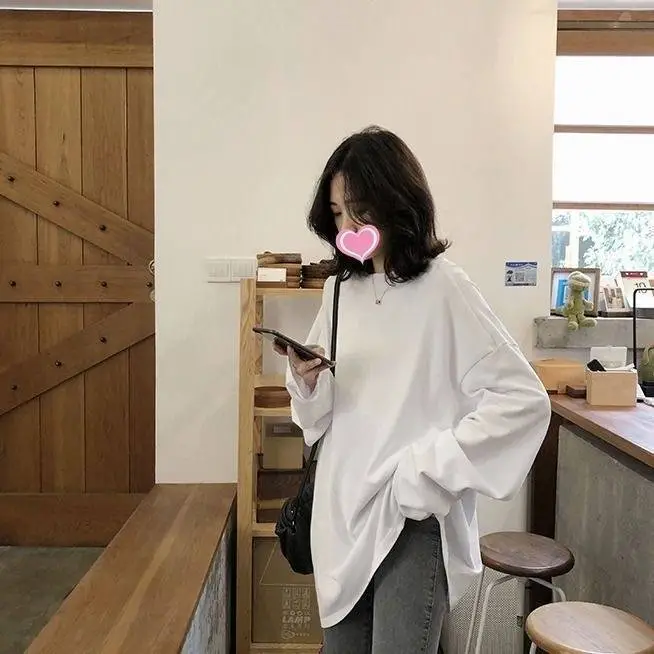 Women Long Sleeve T-Shirt Black Loose Winter Style — feature 7
