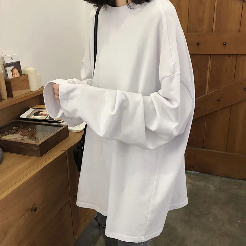 Women Long Sleeve T-Shirt Black Loose Winter Style - Image 2